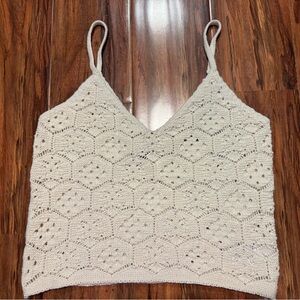 American Eagle Outfitters Cream Crochet Knit Camisole